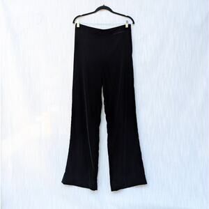 Zara Black Velvet Flared Wide Leg 33" High-rise Stretch Ankle Pants, size M